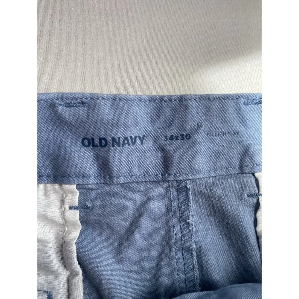 NWT Old Navy Chino Pants Mens 34x30 Blue Harvest Fixed Waist Pleated